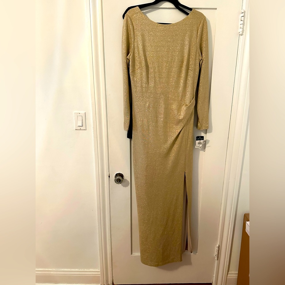 Gold metallic evening dress -Lauren by Ralph Lauren